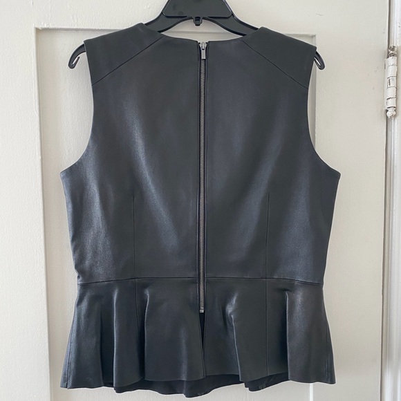 New |  Neiman Marcus Embellished Leather Peplum Top - Picture 3 of 8